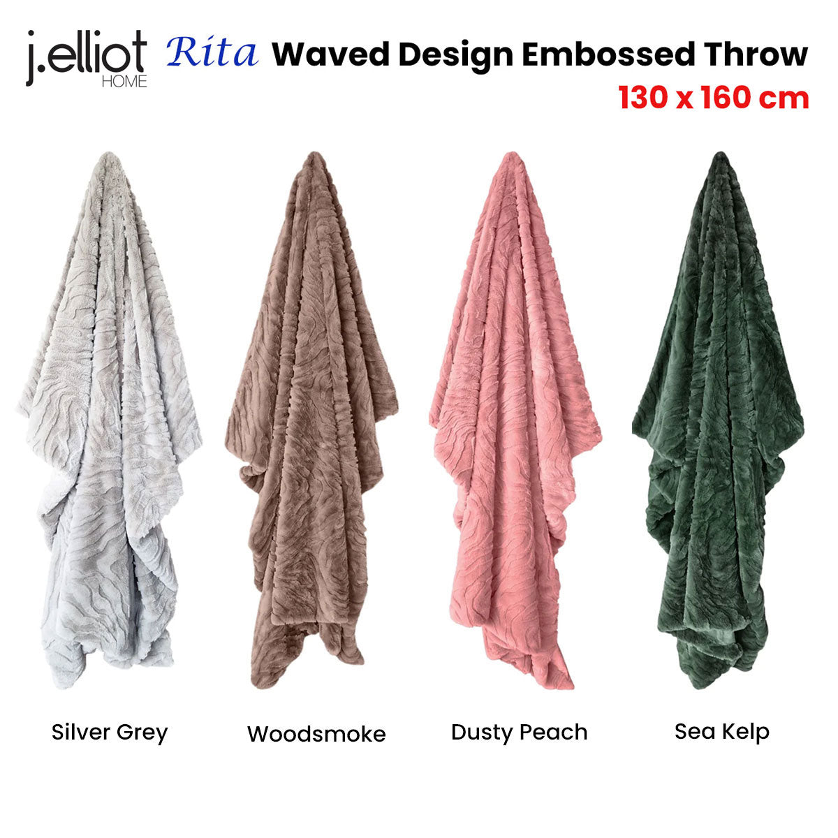 J Elliot Home Rita Silver Grey Faux Mohair Throw 130 x 160cm