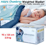 Jelly Bean Kids Adura Chambray Kids Weighted Blanket with Extra Cuddly Removable Cover 2.8kg 95 x 125 cm