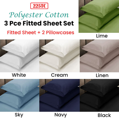 Apartmento 225TC Fitted Sheet Set King Navy plus 2 Pillowcases