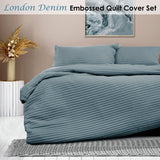 Ardor London Denim Embossed Quilt Cover Set King