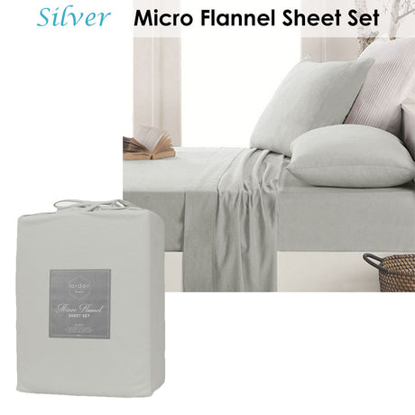 Ardor Micro Flannel Sheet Set Silver Single