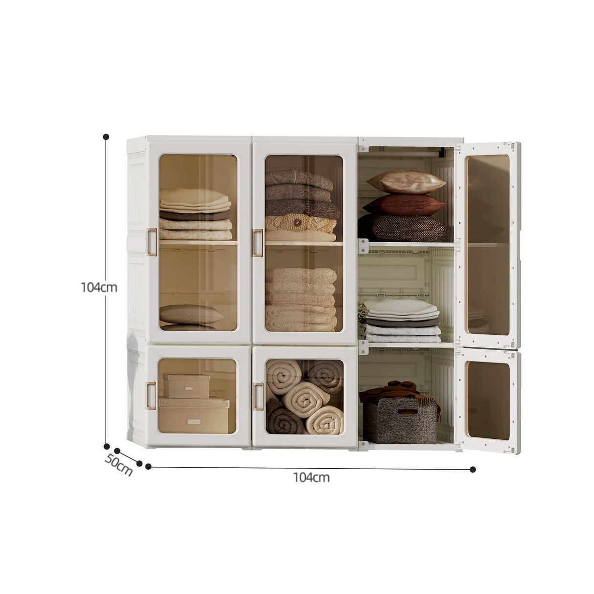 Antbox Cubes Storage Folding Cabinet Wardrobe With 9 Grids&6 Doors &1 Hanger