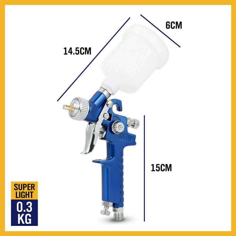 Gravity Mini HVLP Spray Gun 125mL 0.8mm Air Nozzle Low Pressure Painting Sprayer