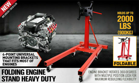 Heavy Duty Engine Stand Workshop Car Auto Folding Crane Hoist 900kg Loading