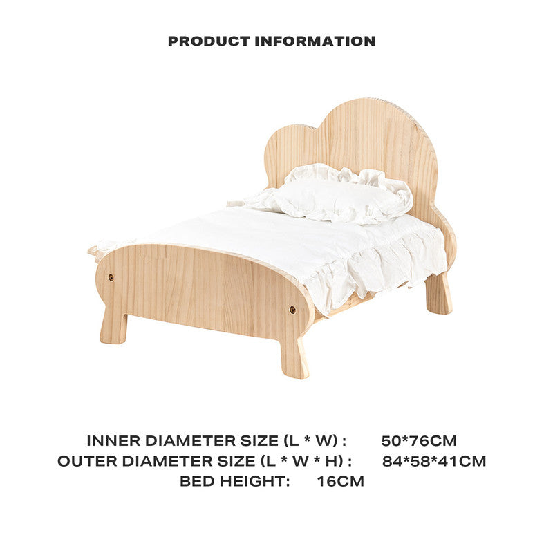 Cat Dog Wooden Bed Pet Sofa for Small Pet Wood Frame Beds With Bedding