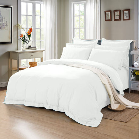 1000TC Tailored Double Size White Duvet Quilt Cover Set