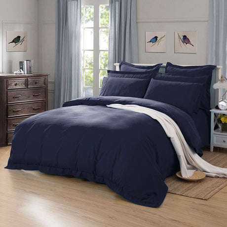 1000TC Tailored Double Size Quilt/Duvet Cover Set - Midnight Blue