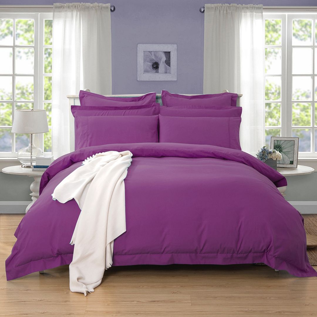 1000TC Tailored Double Size Purple Duvet Quilt Cover Set