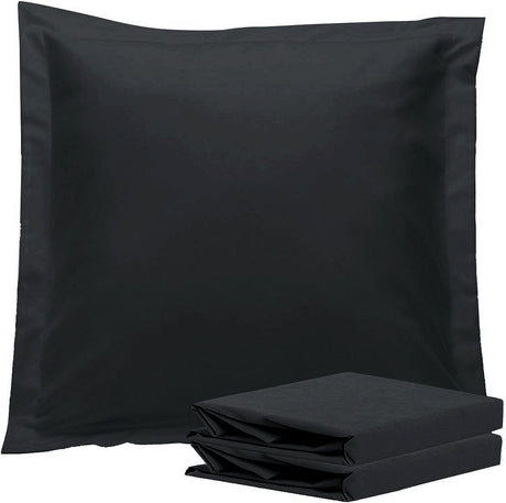 1000TC Premium Ultra Soft European Pillowcases 2-Pack Black