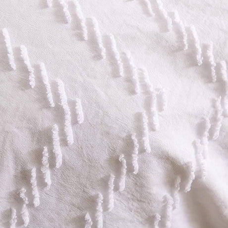 Tufted Boho Wave Jacquard King Size White Duvet Quilt Cover Set