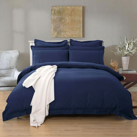 1000TC Ember King Size Quilt/Duvet Cover Set - Midnight Blue