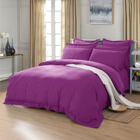 1000TC Tailored King Size Purple Duvet Quilt Cover Set