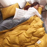 1000TC Reversible Super King Size Yellow and Grey Duvet Quilt Cover Set