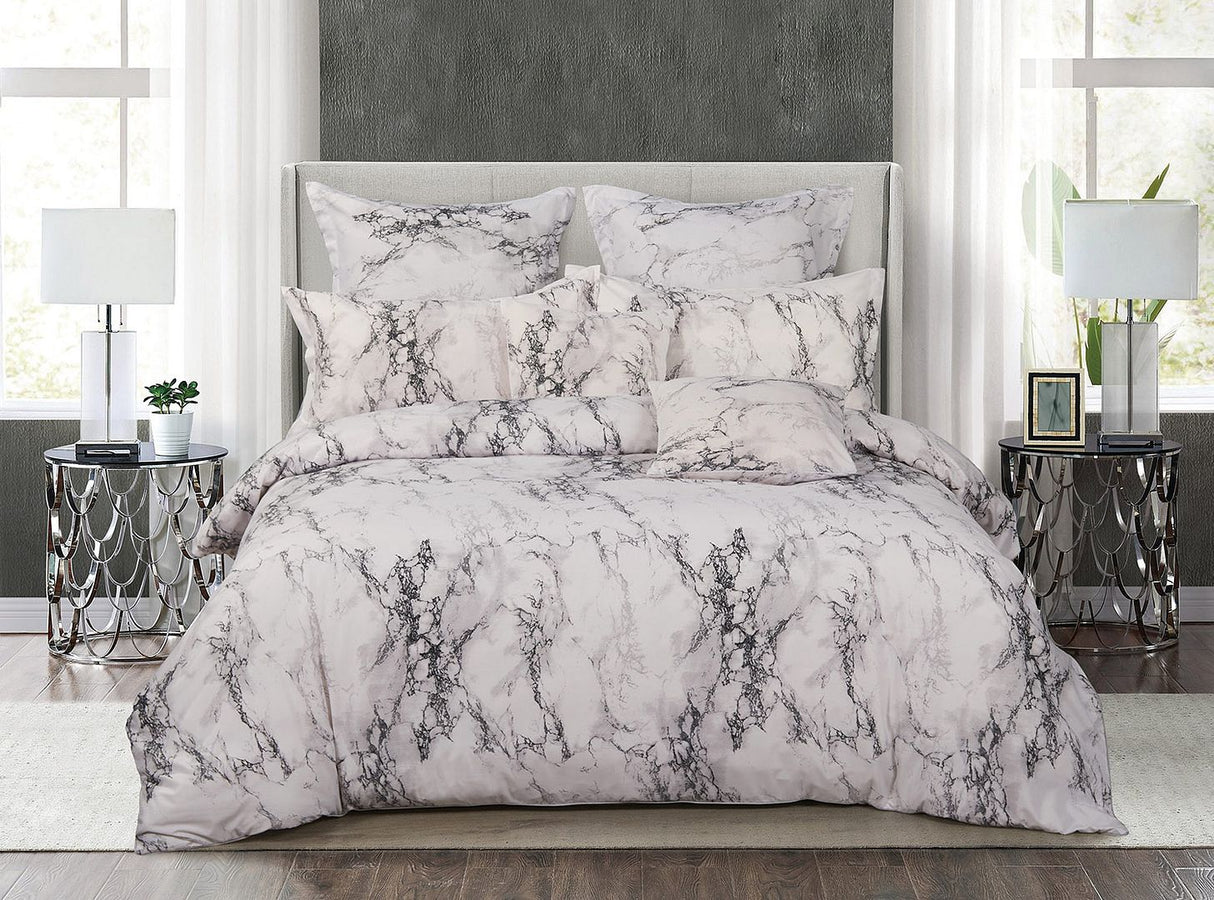 White Marble King Size Duvet Quilt Cover Set