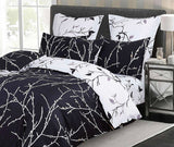 Tree Reversible King Size Bed Quilt/Duvet Cover Set Black