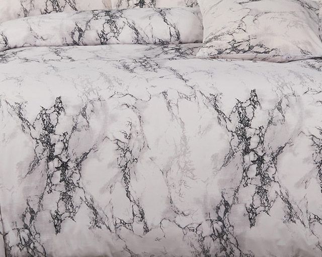 White Marble Queen Size Duvet Quilt Cover Set