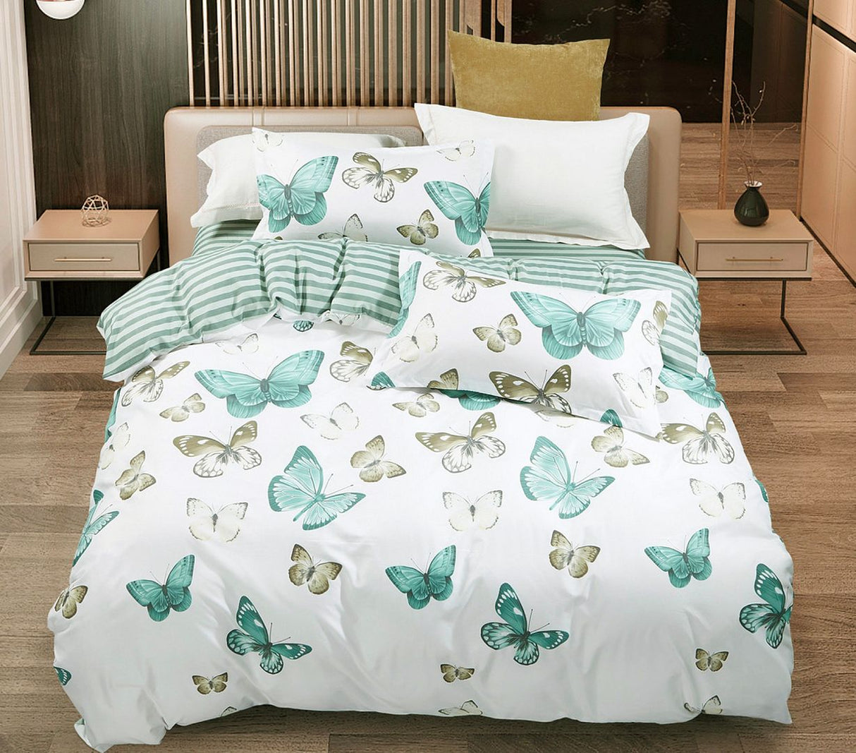 Fleur Butterfly Queen Size Quilt/Duvet Cover Set