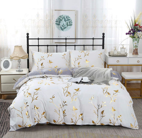 Reversible Design Grey Queen Size Bed Quilt/Duvet Cover Set
