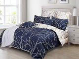 Tree Reversible Super King Size Blue Duvet Quilt Cover Set