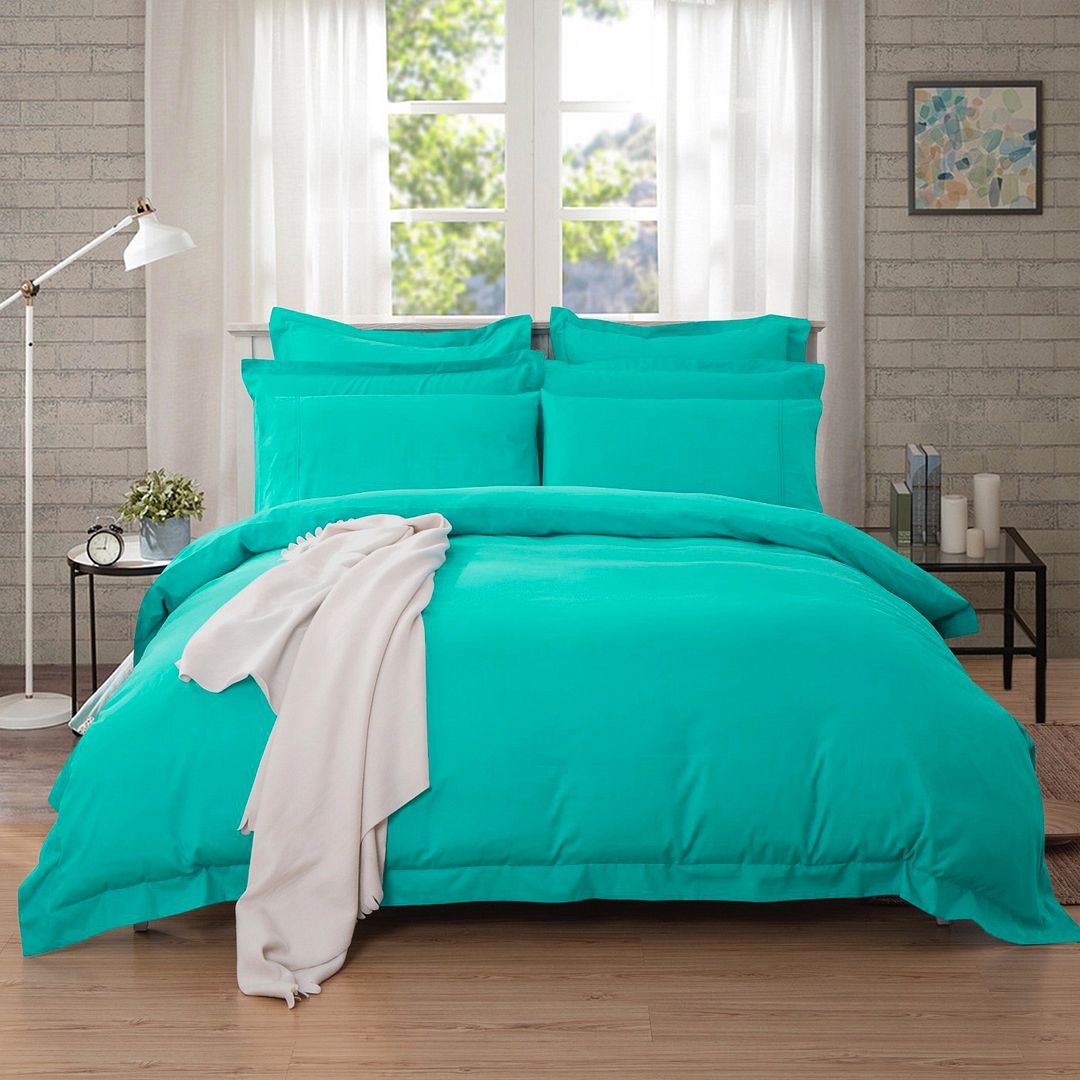 1000TC Tailored Single Size Teal Duvet Quilt Cover Set