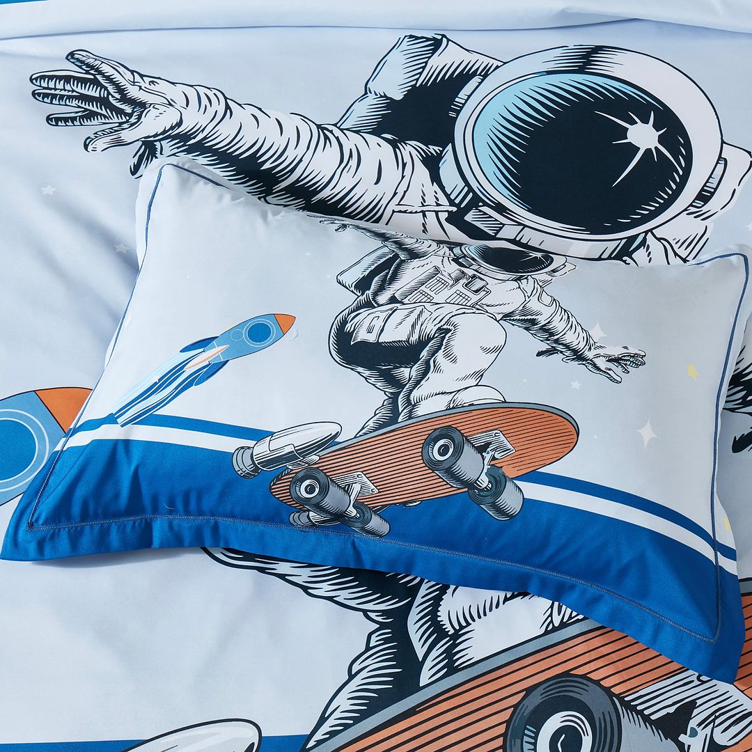 Astronaut Kids Quilt Cover Set - Double Size