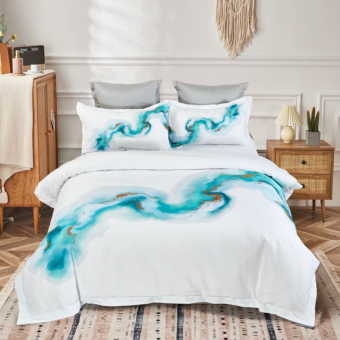 Ocean Marble Quilt Cover Set - Queen Size