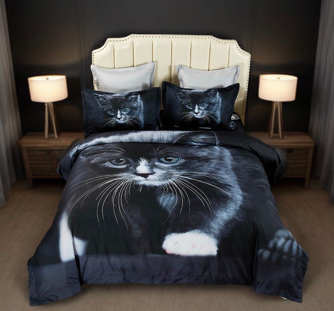 Cat Quilt Cover Set - Queen Size