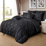 Diamond Pintuck Double Size Black Duvet Quilt Cover Set