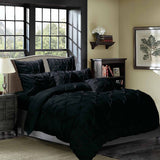 Diamond Pintuck King Size Black Duvet Quilt Cover Set
