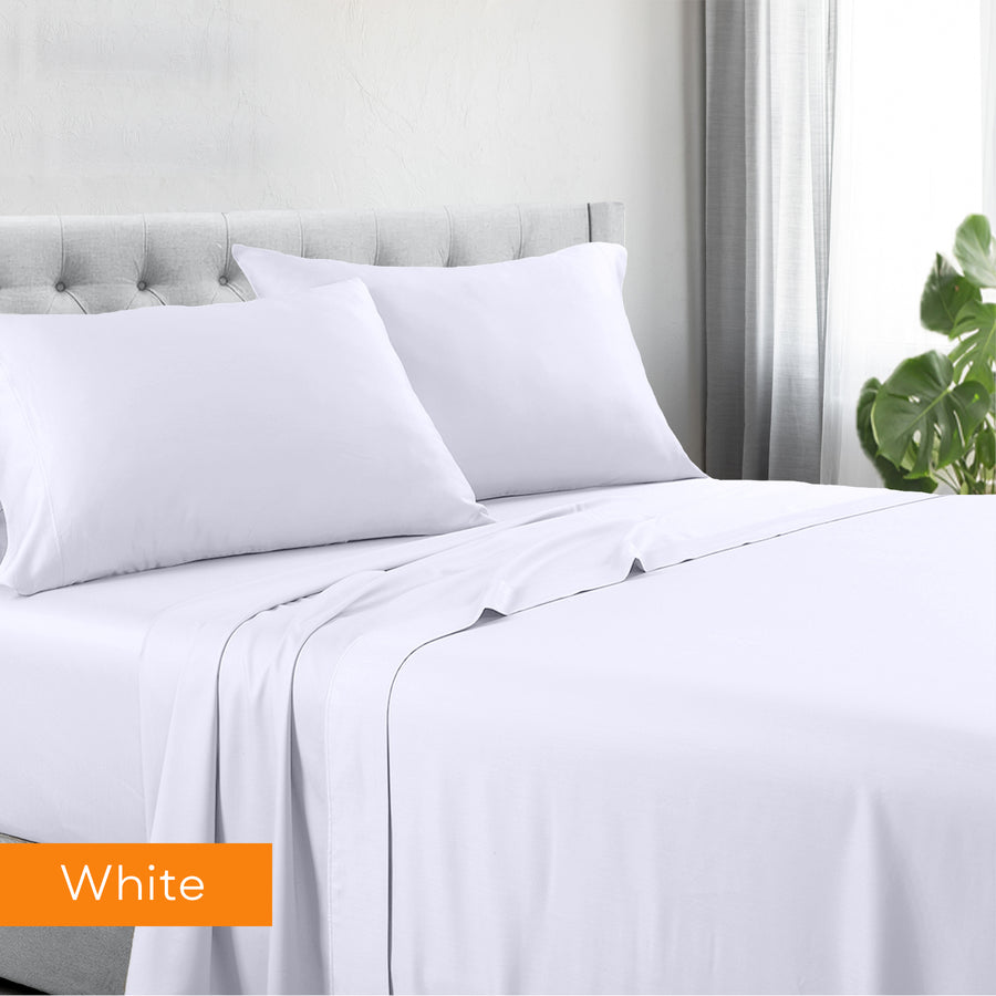 1200tc hotel quality cotton rich sheet set king single white