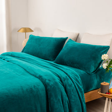 thermal microplush sheet set double teal