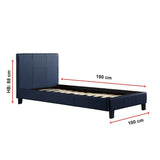 Single PU Leather Bed Frame Blue