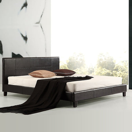 King PU Leather Bed Frame Black