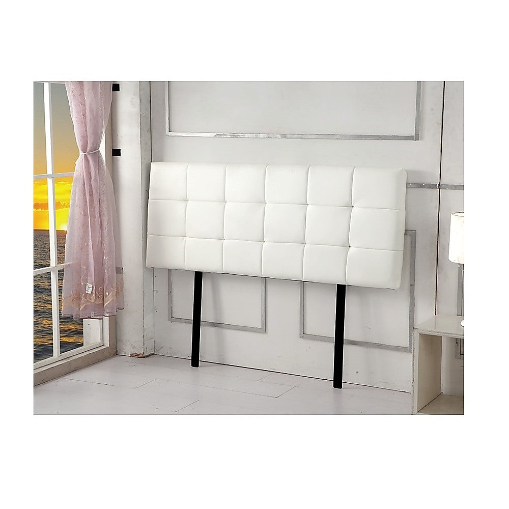 PU Leather Double Bed Deluxe Headboard Bedhead - White