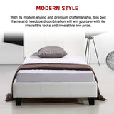 Single PU Leather Bed Frame White