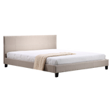 King Linen Fabric Bed Frame Beige