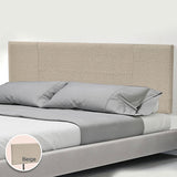 Linen Fabric King Bed Headboard Bedhead - Beige