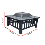 18" Square Metal Fire Pit Outdoor Heater