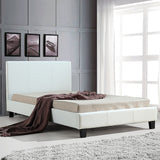 King Single PU Leather Bed Frame White