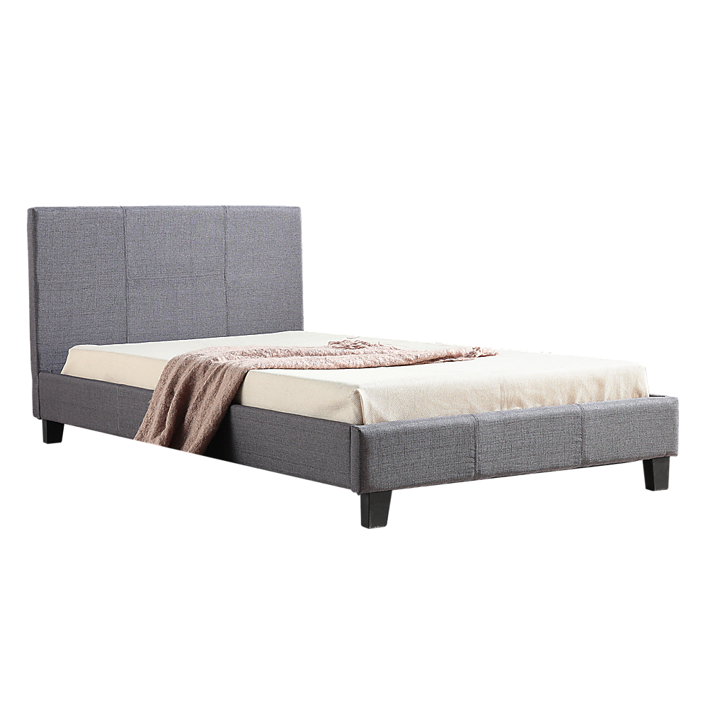 King Single Linen Fabric Bed Frame Grey