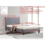 King Single Linen Fabric Bed Frame Grey