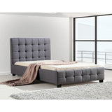 King Single Linen Fabric Deluxe Bed Frame Grey