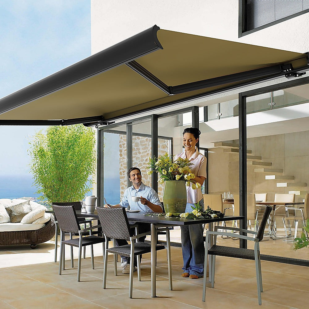 5.0m x 3.0m Retractable Folding Arm Awning Heavy Duty Full Cassette Motorised