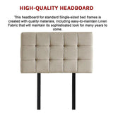 Linen Fabric Single Bed Deluxe Headboard Bedhead - Beige