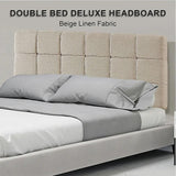 Linen Fabric Double Bed Deluxe Headboard Bedhead - Beige