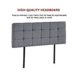 Linen Fabric Double Bed Deluxe Headboard Bedhead - Grey