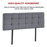 Linen Fabric Queen Bed Deluxe Headboard Bedhead - Grey