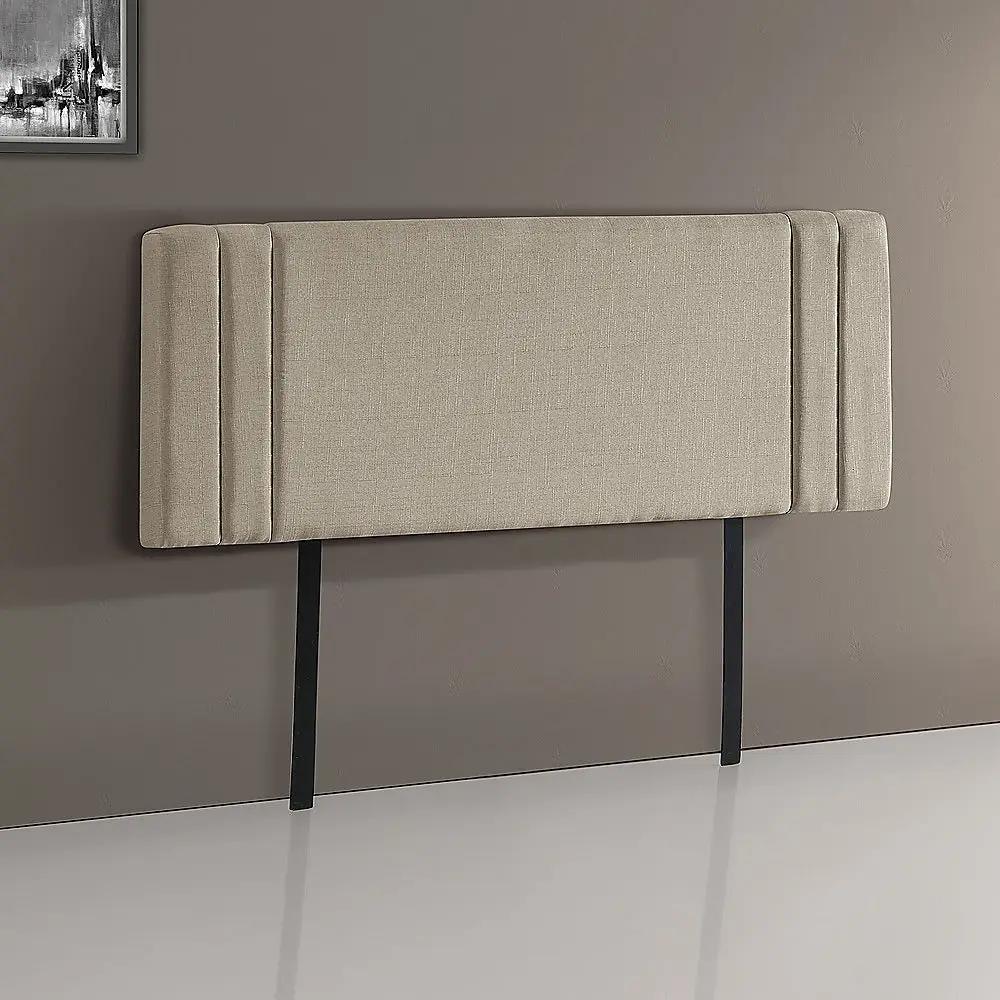 Linen Fabric Double Bed Deluxe Headboard Bedhead - Beige