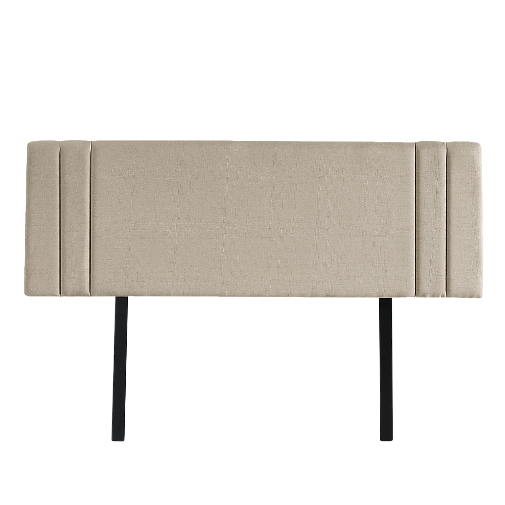 Linen Fabric Double Bed Deluxe Headboard Bedhead - Beige