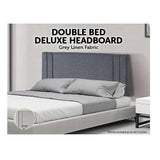 Linen Fabric Double Bed Deluxe Headboard Bedhead - Grey